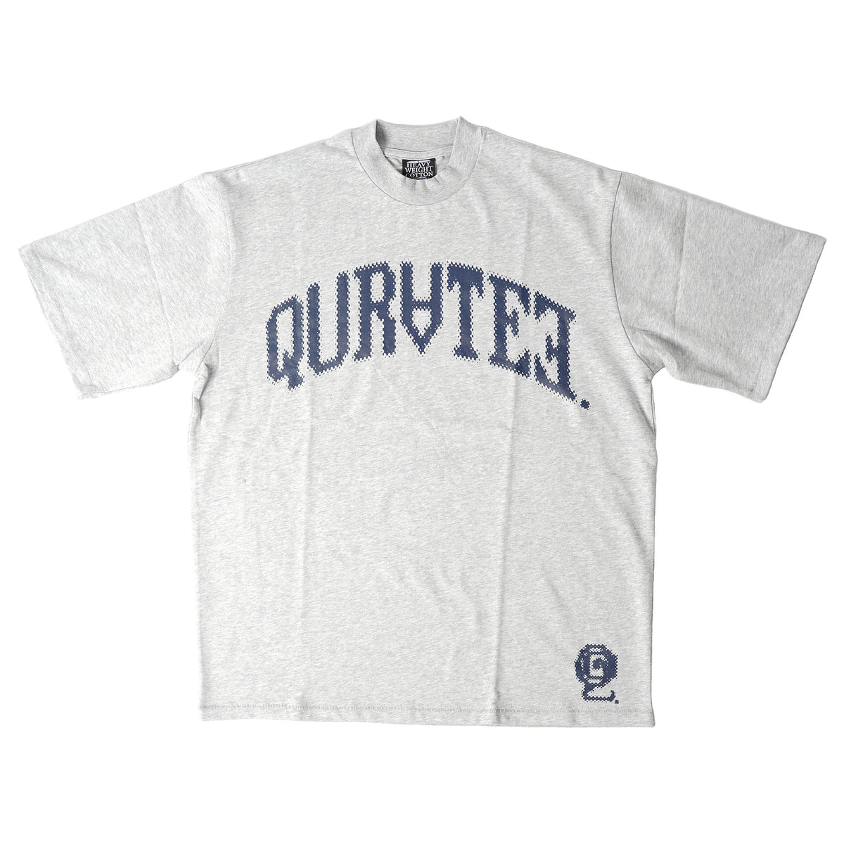 Quratee pixel-arch heavyweight tee - heather grey
