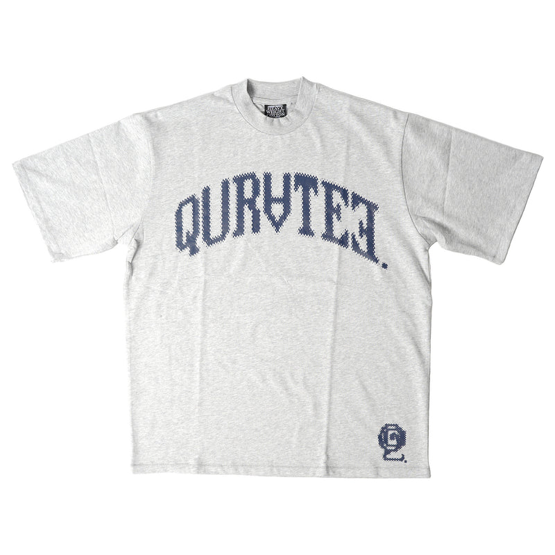 Quratee pixel-arch heavyweight tee - heather grey