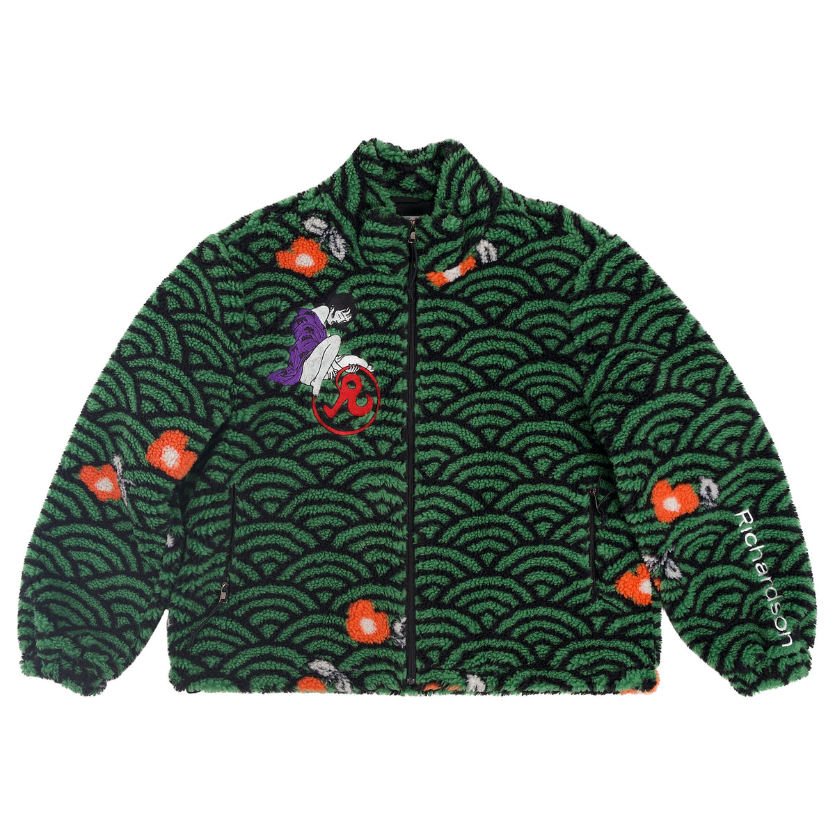 Richardson seigaiha sherpa fleece jacket - green