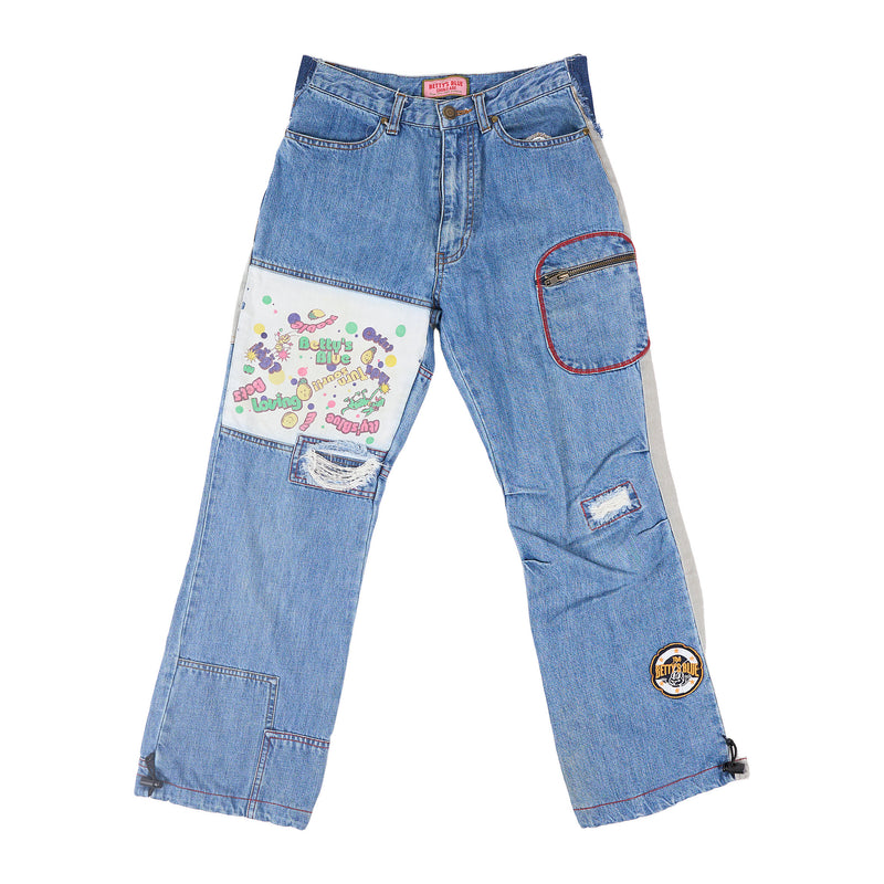 Betty's Blue Y2K patch-and-panel jeans - light wash, image 1 of 2