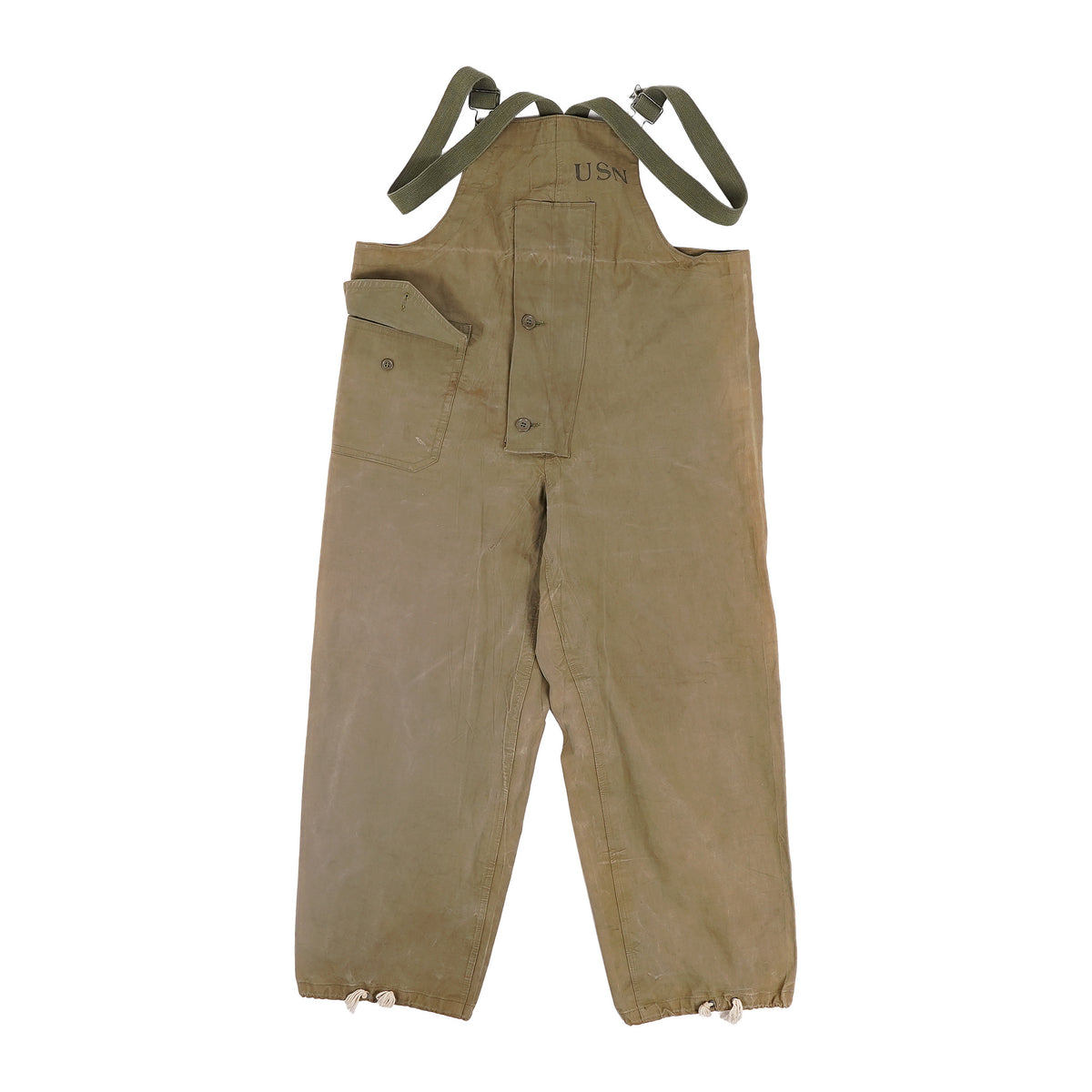 US Navy deck bib overalls - tan, image 1 of 2