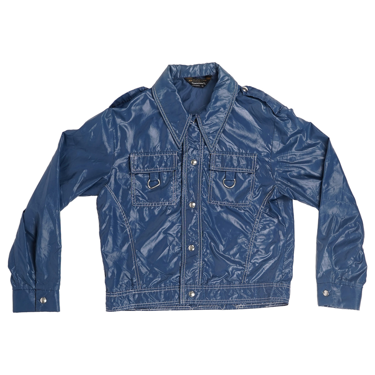 Towncraft nylon trucker jacket, snap front - blue, image 1 of 2