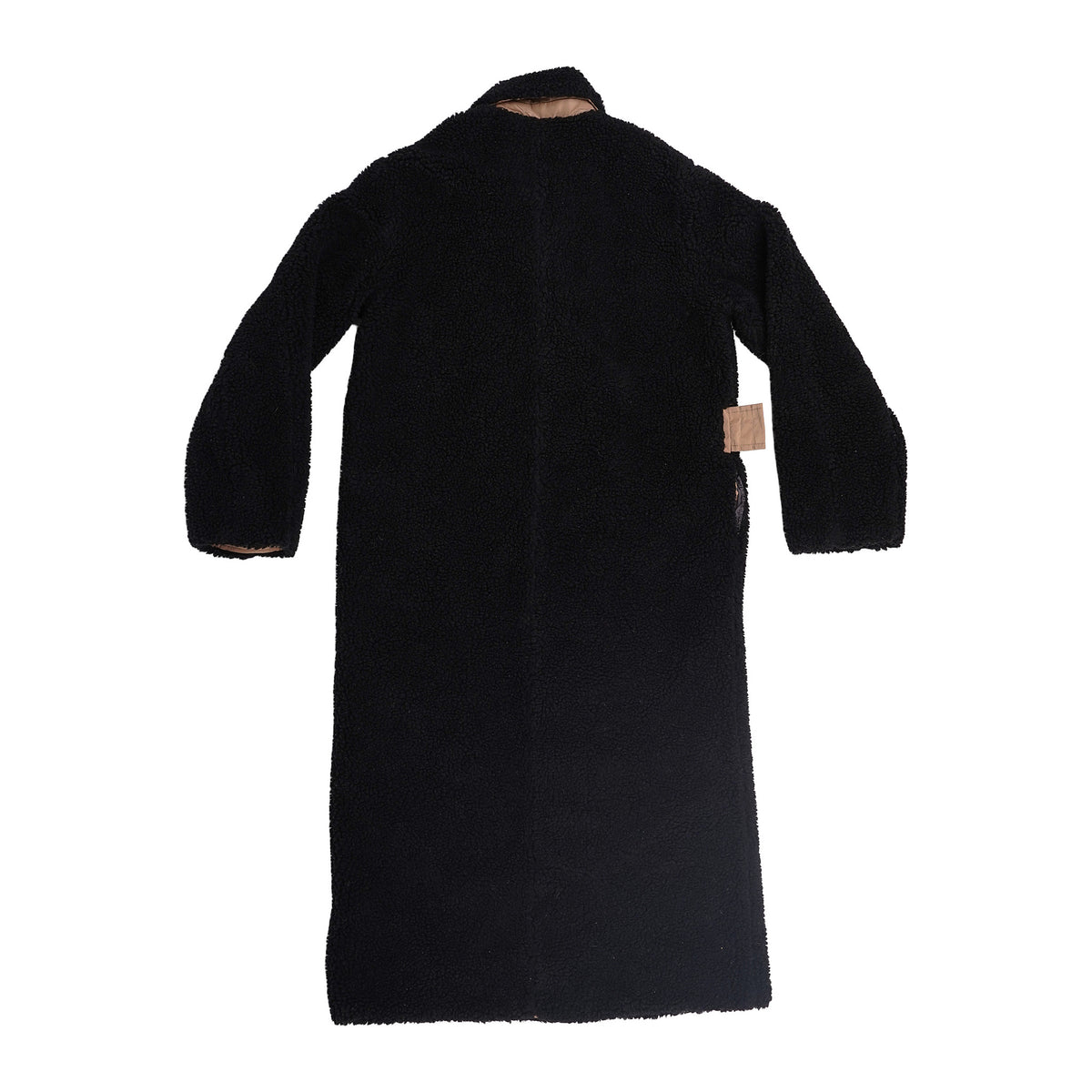 GANNI teddy coat with camel nylon trim - black, image 2 of 2