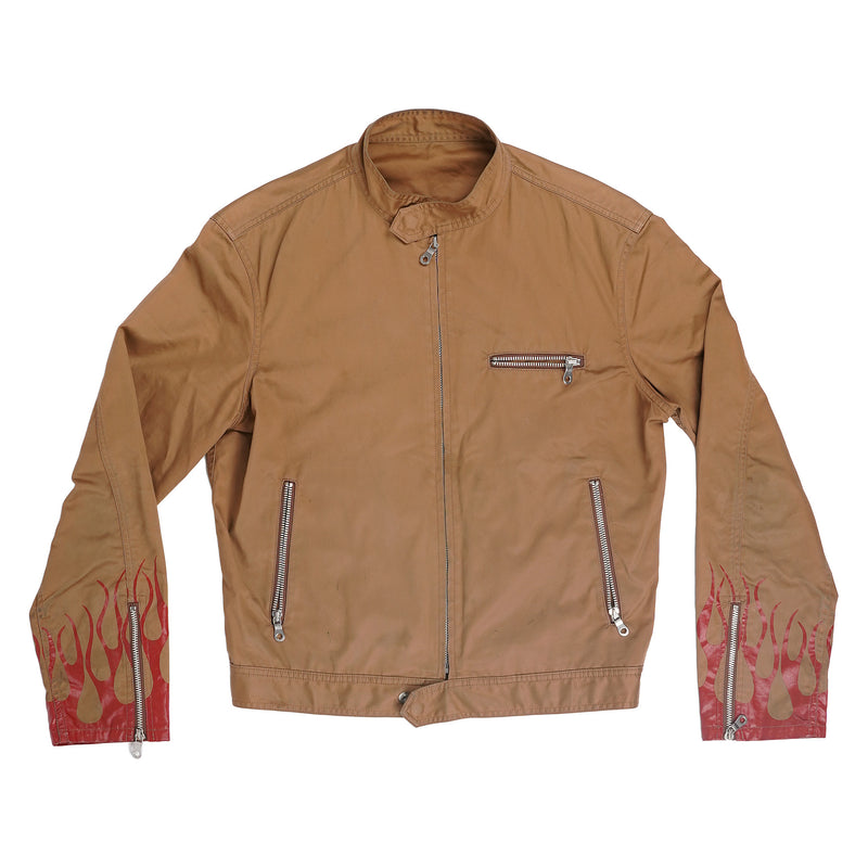Lucien Pellat-Finet zip jacket with flame-print cuffs - tan, image 1 of 2