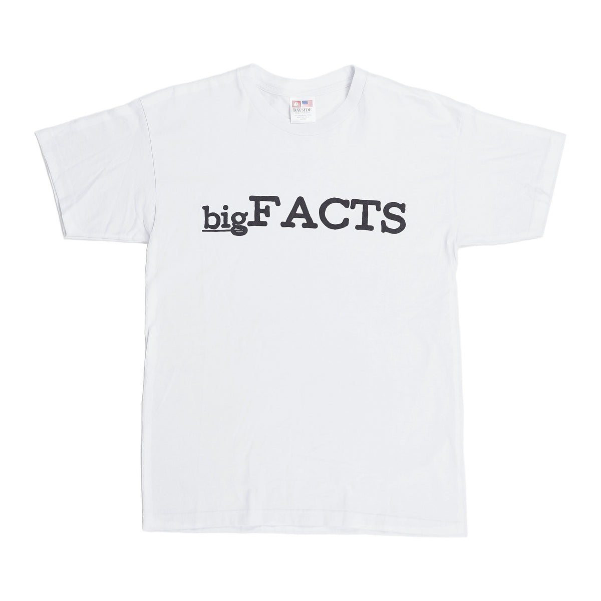 Bayside bigFACTS type-print tee, made in USA - white, image 1 of 2