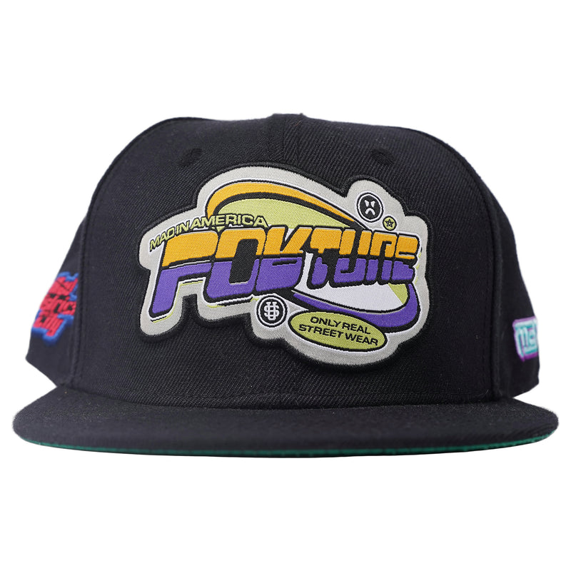 Fortune fitted cap, graffiti patch and green undervisor - black, image 1 of 4