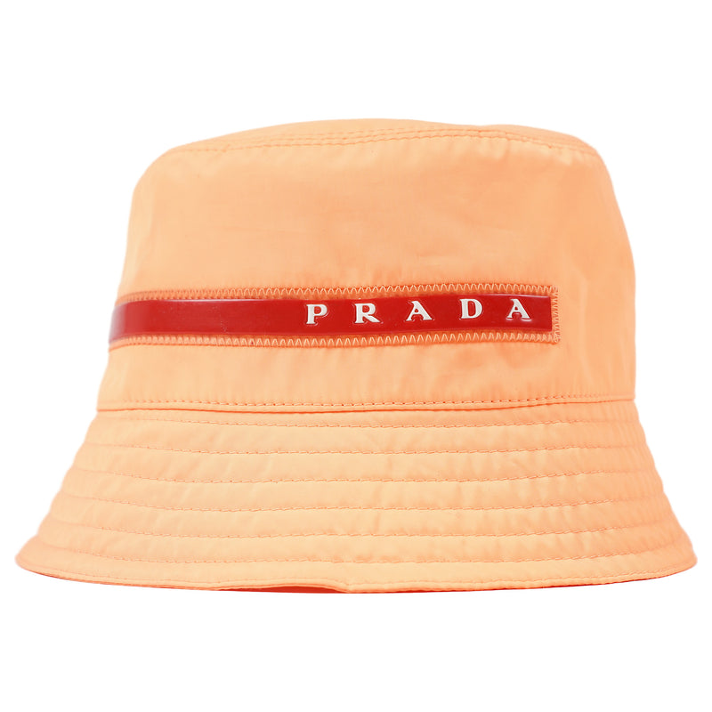 Prada Linea Rossa bucket hat, red logo bar - orange, image 1 of 3