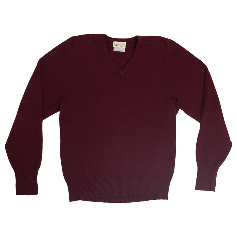 Alan Paine lambswool V-neck, made in England - burgundy, image 1 of 2