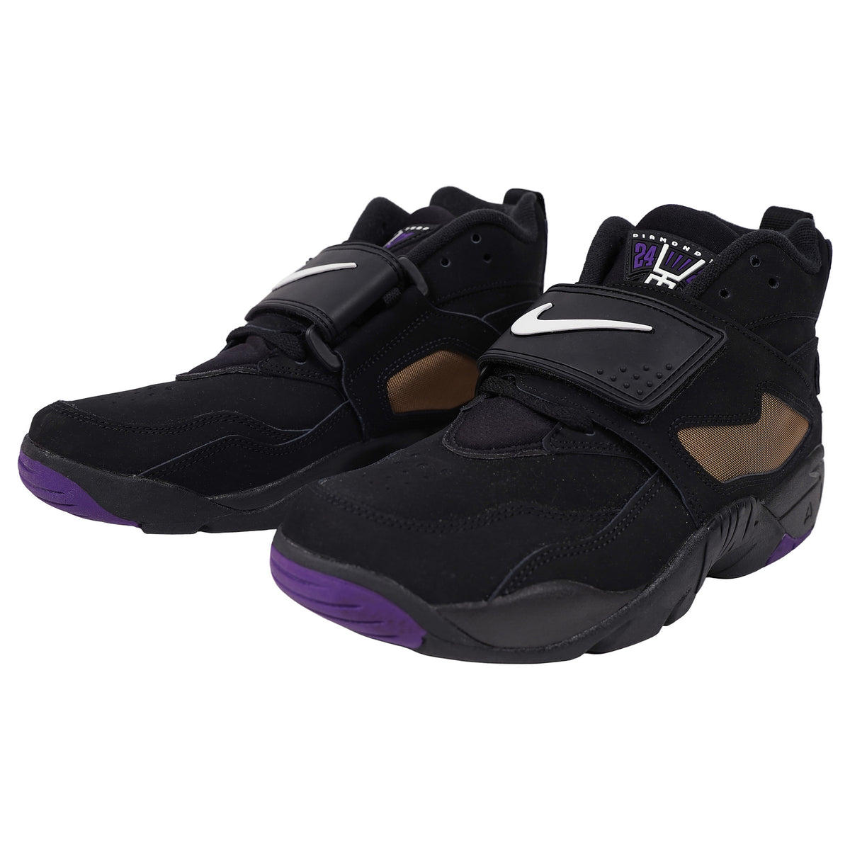 Nike Air Diamond Turf, gold mesh and purple sole - black, image 3 of 4