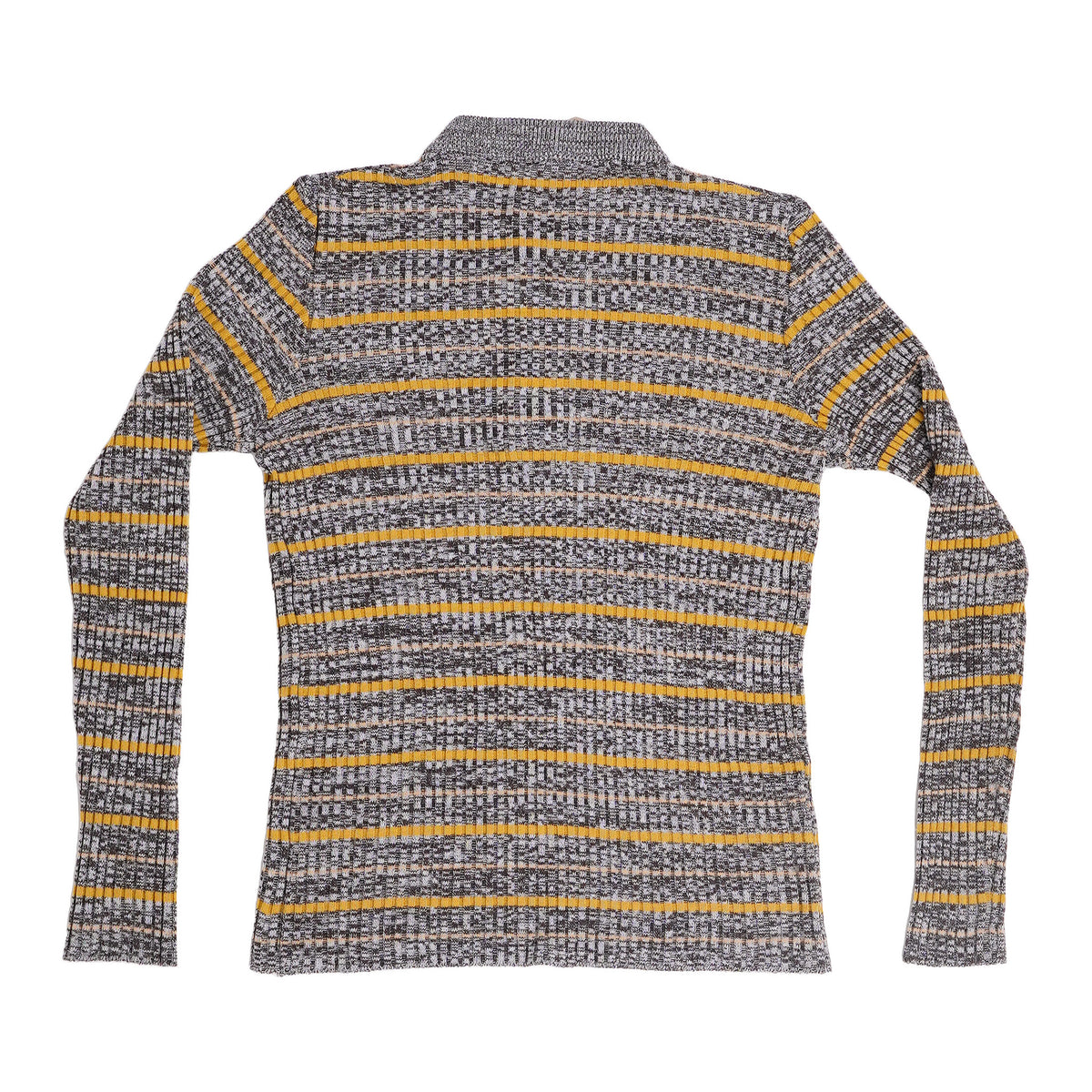 NJM button-neck striped knit - grey and mustard, image 2 of 2