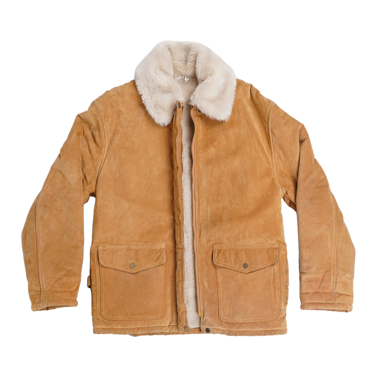 J. Percy for Marvin Richards suede jacket, shearling-look collar - tan, image 2 of 3
