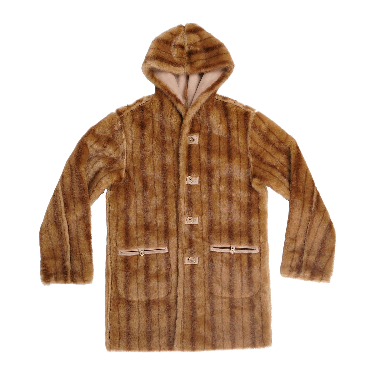 Jones New York reversible hooded shearling coat - blush and mink brown, image 3 of 4