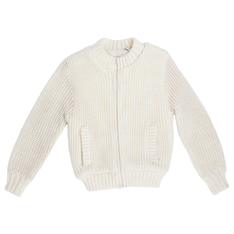 HJA Collection sherpa-lined chunky knit zip cardigan - ivory