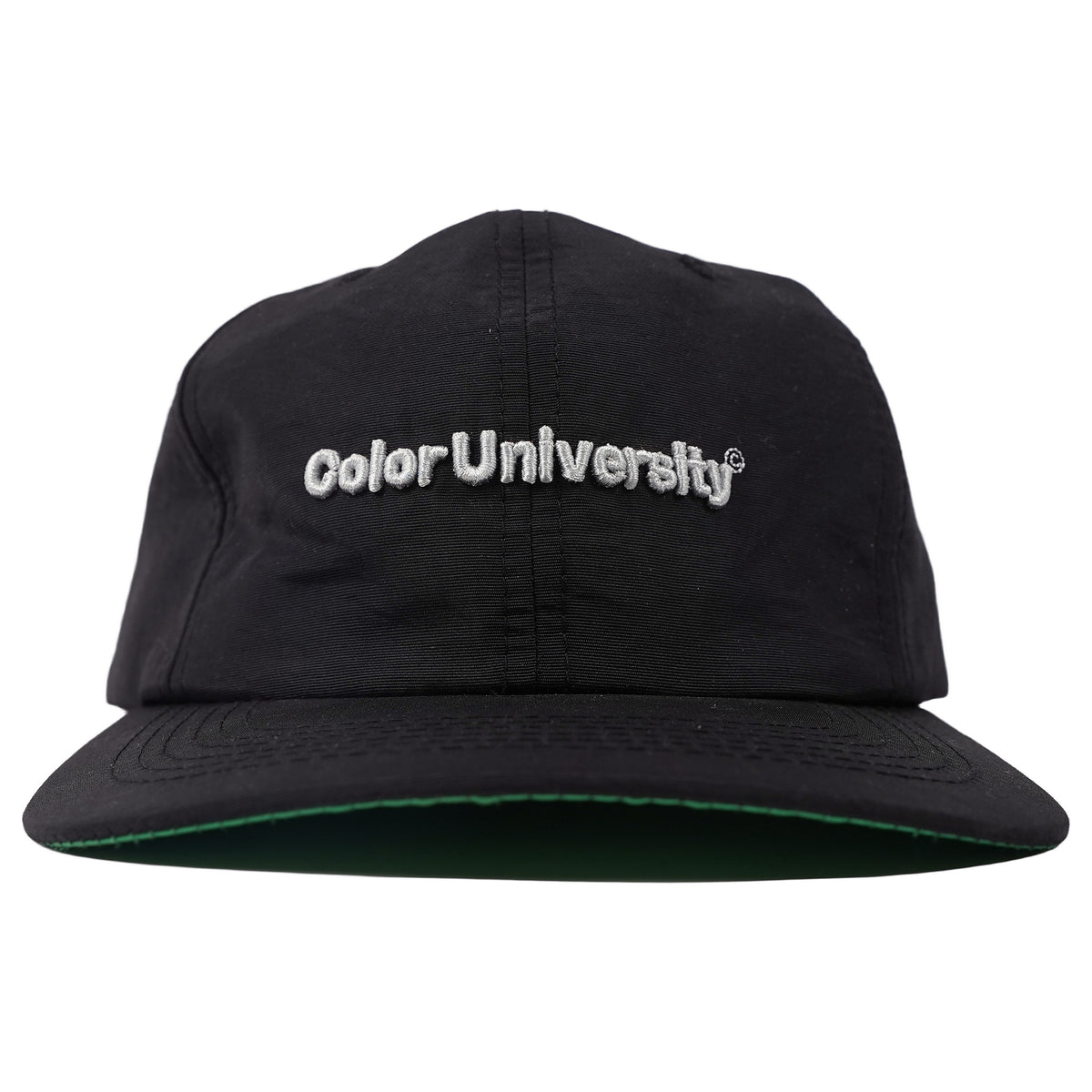 Color University cap, green undervisor and studded strap - black, image 1 of 4