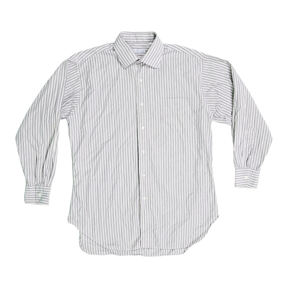 Barneys New York striped cotton dress shirt, made in USA - grey and white, image 1 of 2
