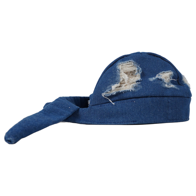 The After School Club Co. denim durag, blown-out crown - blue, image 1 of 5