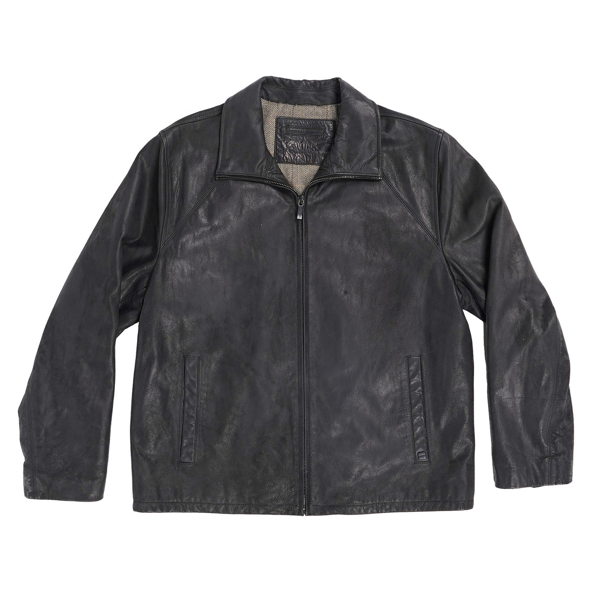 Calvin Klein leather jacket, stand collar - black, image 1 of 2