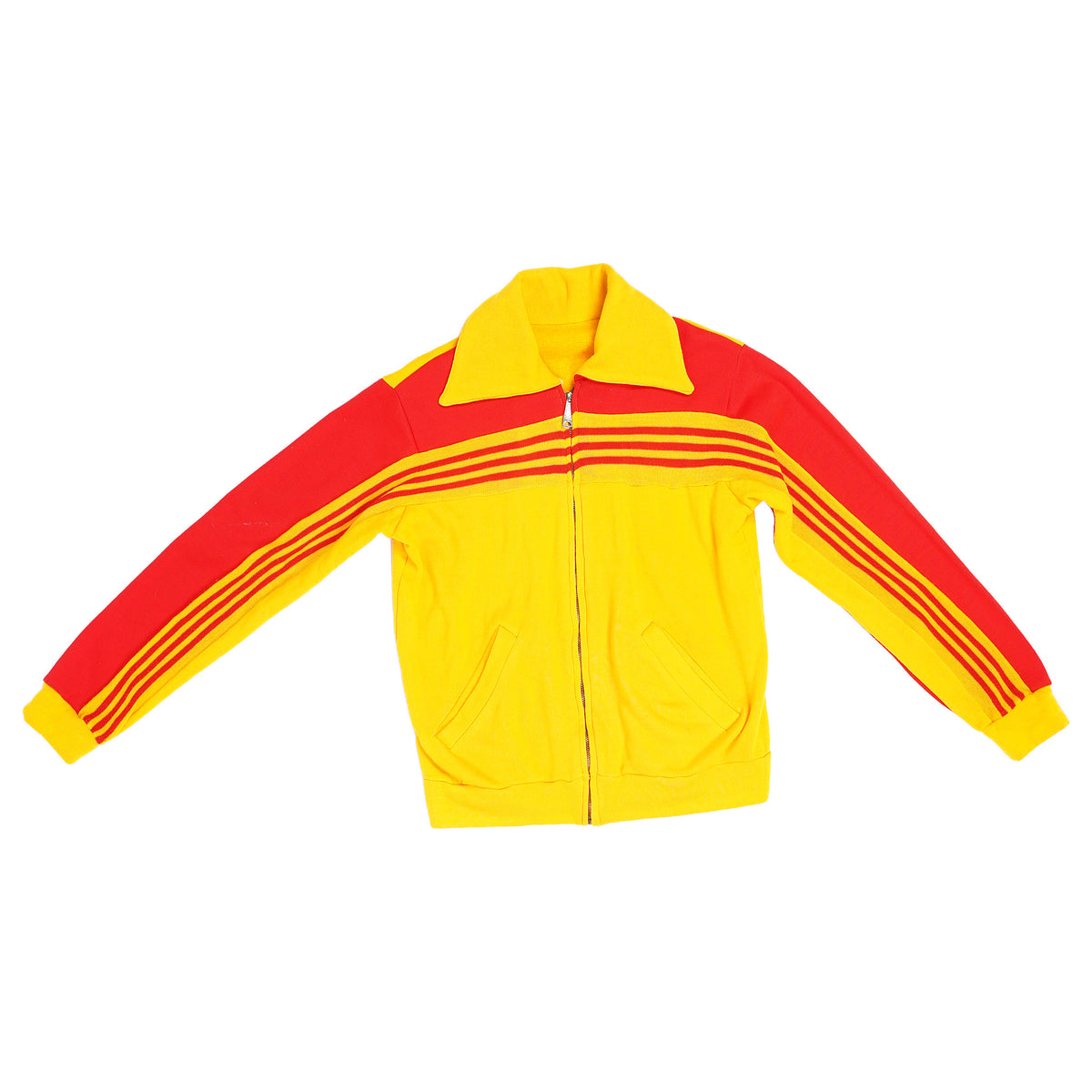 Striped knit track jacket, IDEAL zip - yellow and red, image 1 of 3