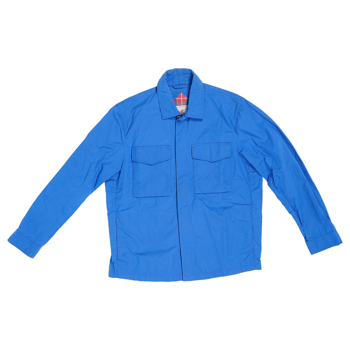 Baracuta tartan-lined cotton overshirt, made in Italy - royal blue, image 1 of 2