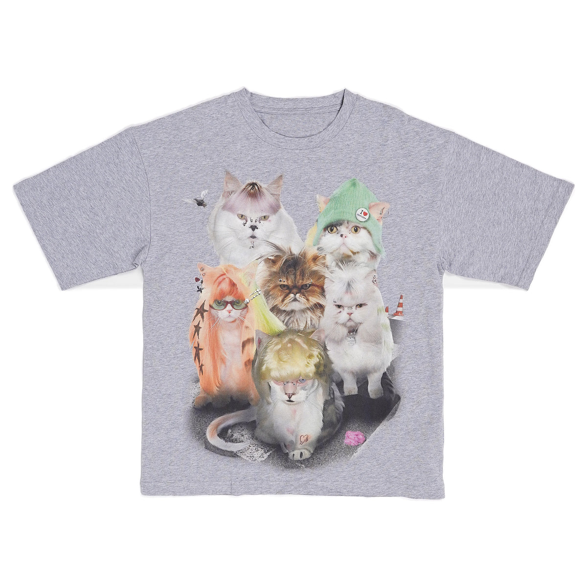 SSSTUFFF Punk Cats tee - grey, image 1 of 2