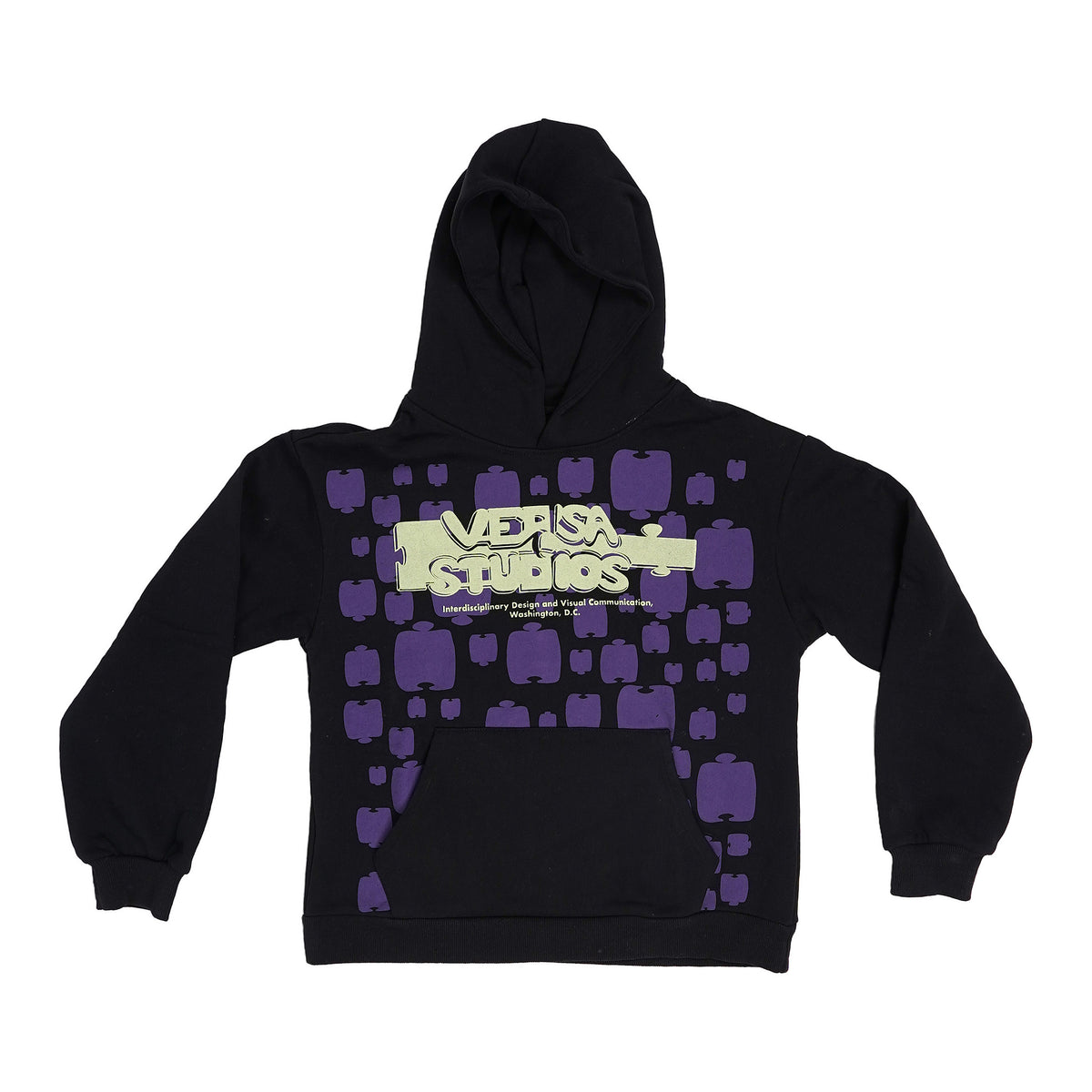 Versa Studios puzzle-print hoodie - black, image 1 of 2