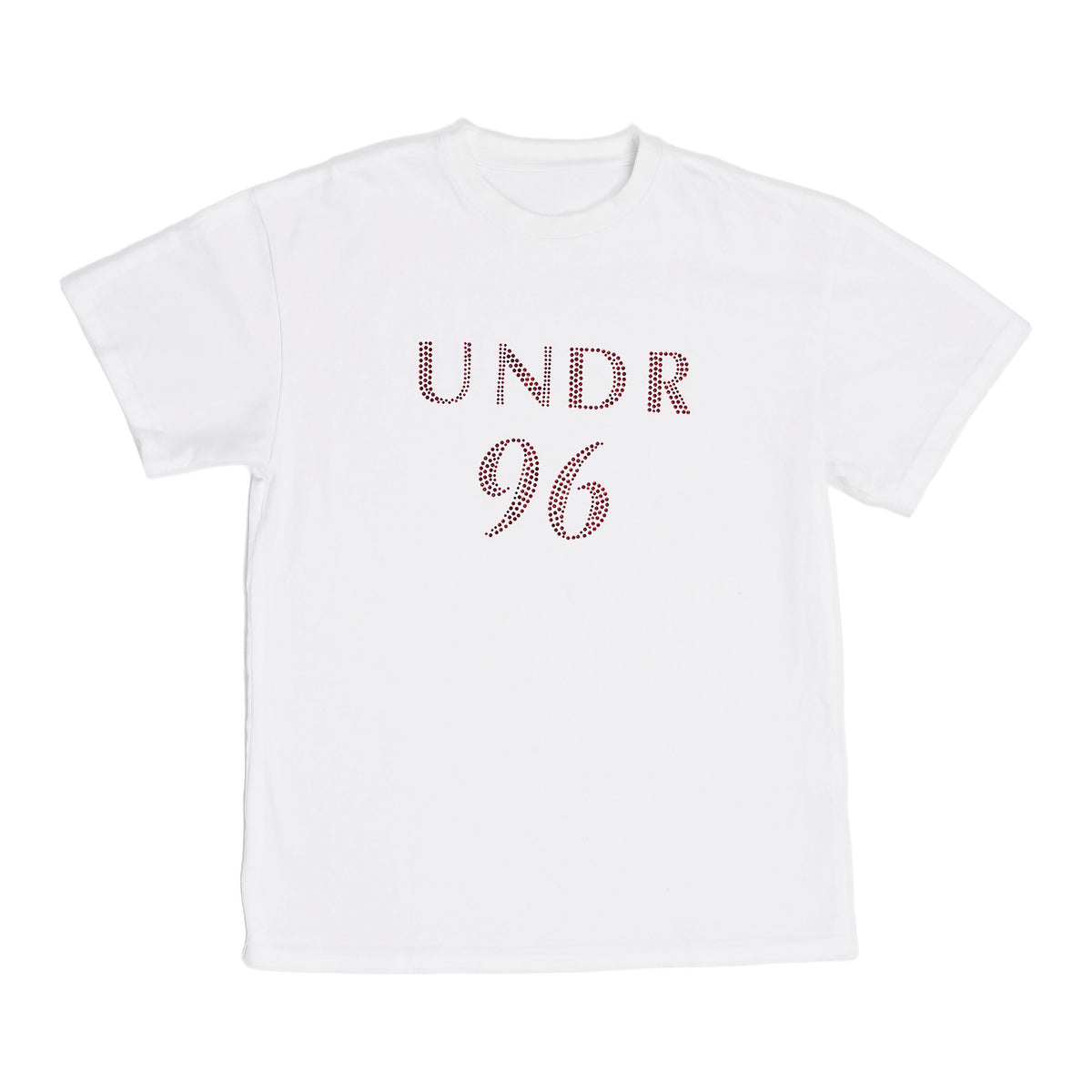 UNDR 96 rhinestone heavyweight tee, made in USA - white, image 1 of 2