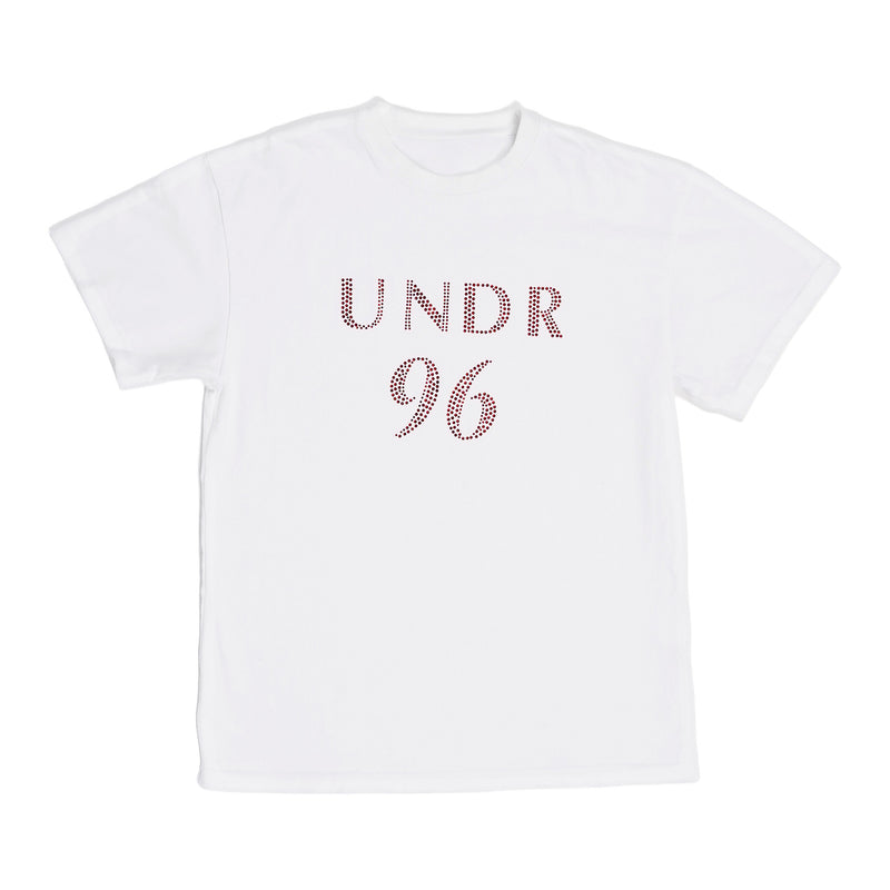 UNDR 96 rhinestone heavyweight tee, made in USA - white, image 1 of 2