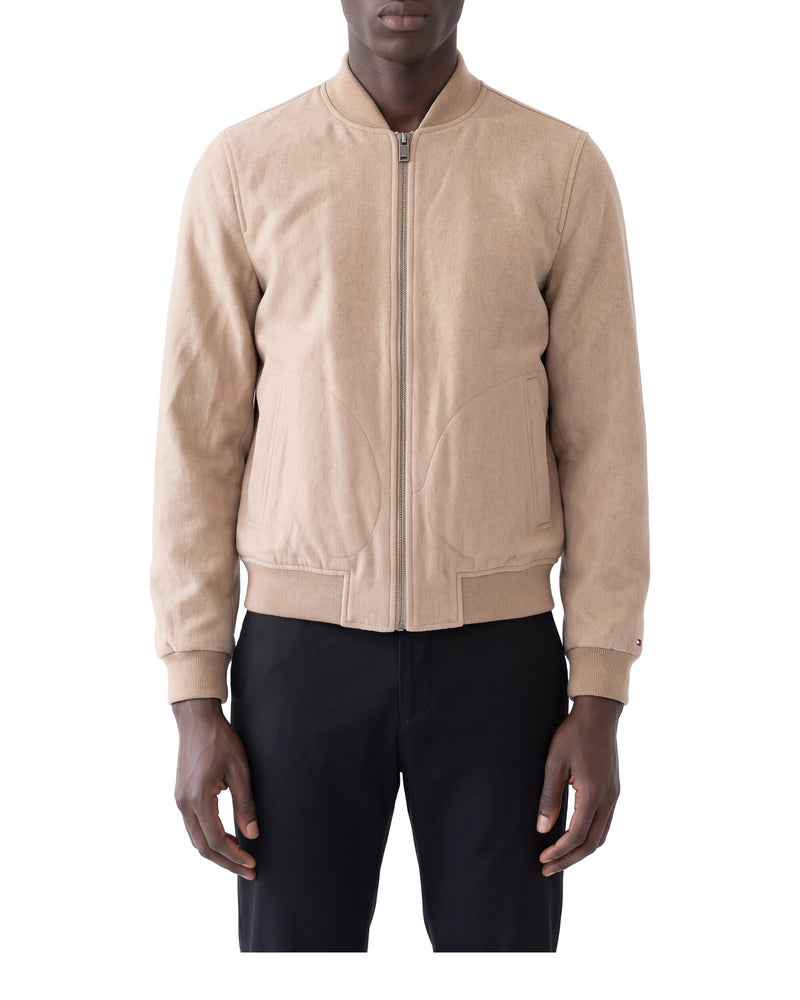 Tommy Hilfiger wool-blend bomber jacket, on a model, front view