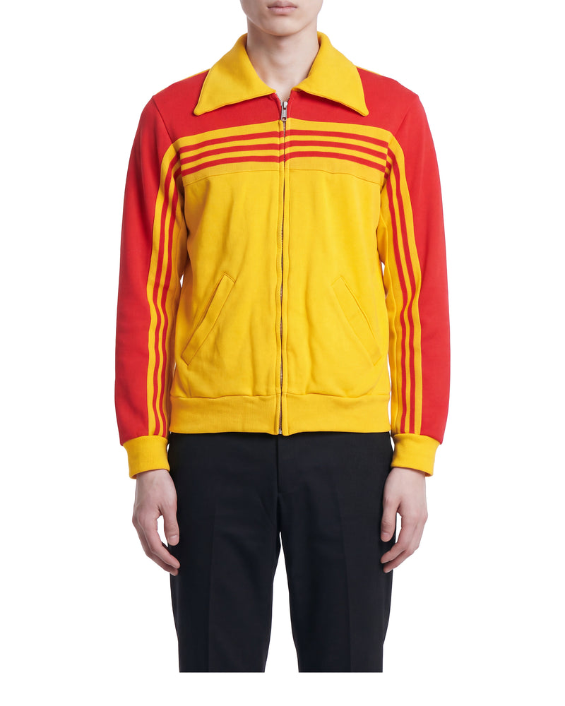 Striped knit track jacket, IDEAL zip, on a model, front view