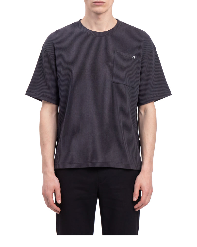 Under Armour waffle-knit pocket tee, on a model, front view