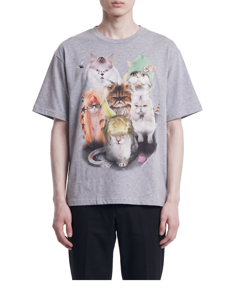 SSSTUFFF Punk Cats tee, on a model, front view