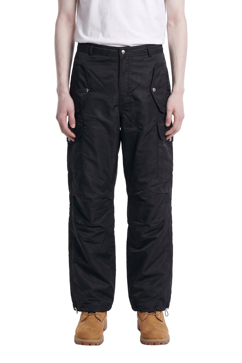 The Color University cargo pants, on a model, front view