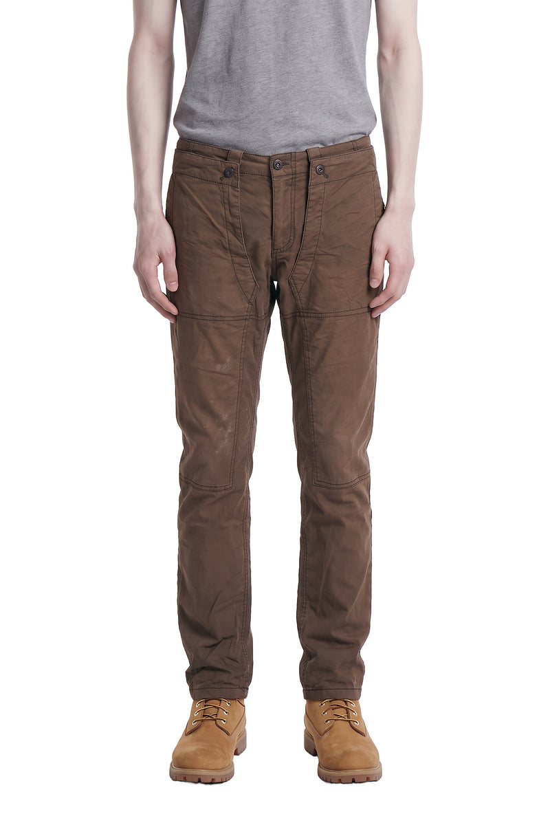 Final Home cotton work pants, knee panels, on a model, front view