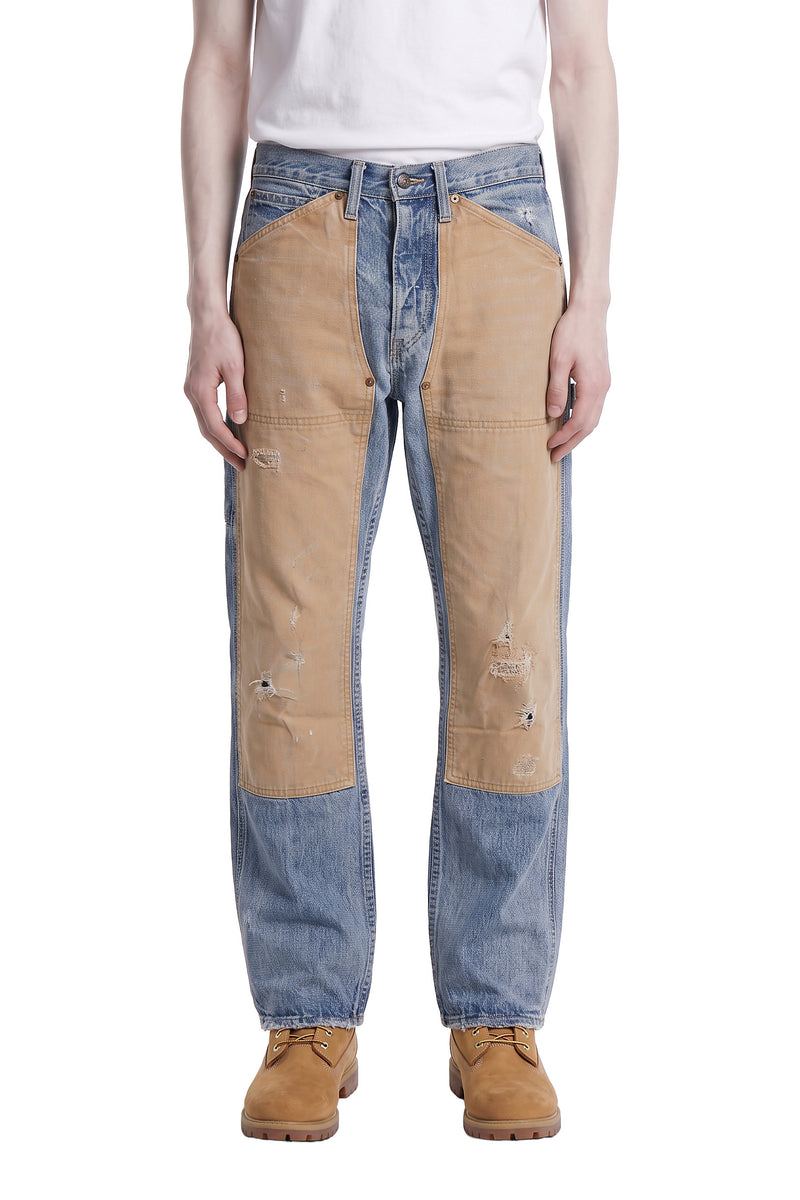 Rugby Ralph Lauren canvas-front carpenter jeans, 30x30, on a model, front view